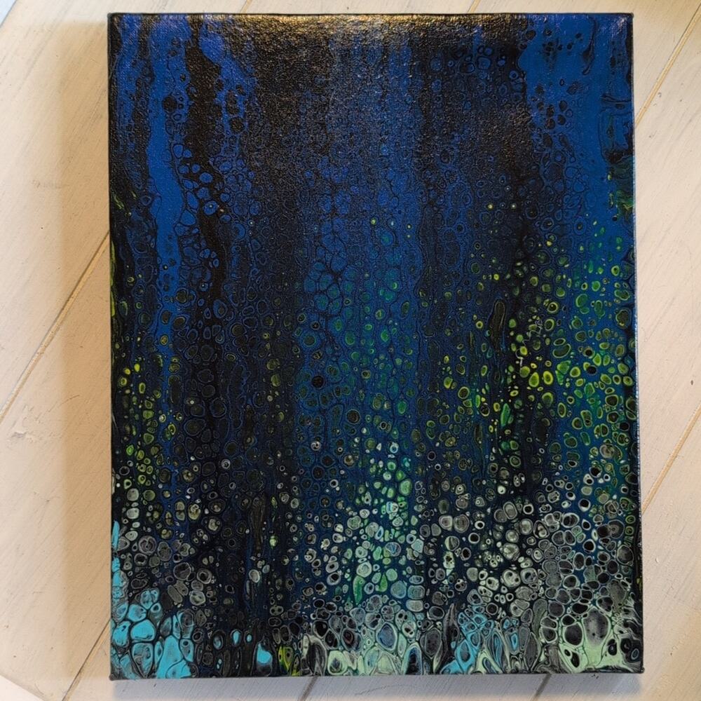 Original Abstract Painting Multicolor Stretched Canvas Art 8"×10"